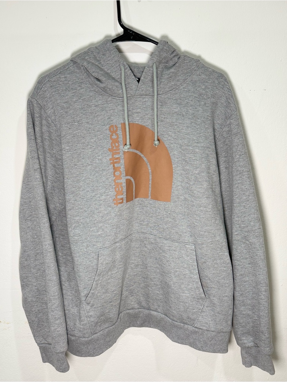 The North Face XL Gray Pullover Hoodie Orange Logo Sweatshirt